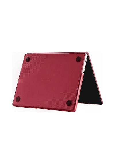 Arabulalaca Apple Uyumlu MacBook Pro 14 A2779 2023 Karbon Desen Kılıf Kırmız