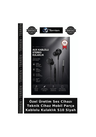 Özel Üretim Ses Cihazı Teknik Cihaz Mobil Parça Kablolu Kulaklık S10 Siyah