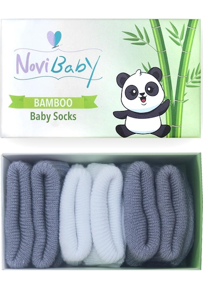 Novibaby 3'lü Bambu Yenidoğan Bebek Çorabı I Cloudy I 0-6 ay "Karışık Renkli"