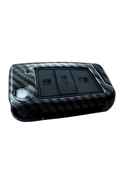 Autohan Keys Lüks Karbon Anahtar Koruma Kılıfı Volkswagen Golf 7, Golf 7.5, Tiguan, Polo, T-roc, T-cross İçin, Karbon