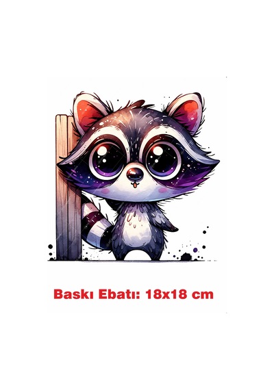 Rakun Ütü İle Yapışan Tekstil Kumaş Tişört Dtf Baskı 3602