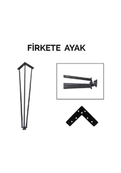 Firkete Sehpa Masa Ayağı 45 Cm. 4 Adet Siyah