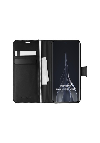 Microsonic Tecno Spark Slim 5g Kılıf Delux Leather Wallet Siyah -