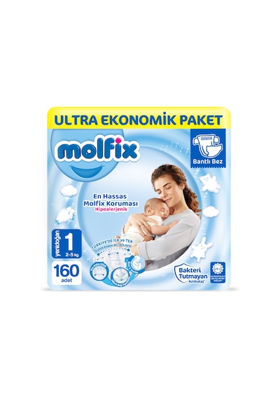 Molfix Bebek Bezi 1 Numara Yenidoğan Ultra Ekonomik Paket 160 Adet