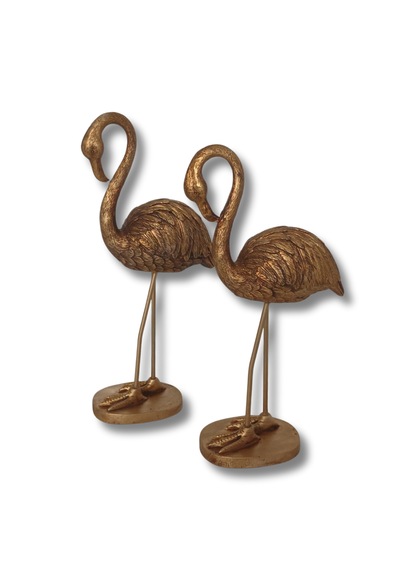 Flamingo Dekoratif Polyester Biblo 2 Li Takım Altın .