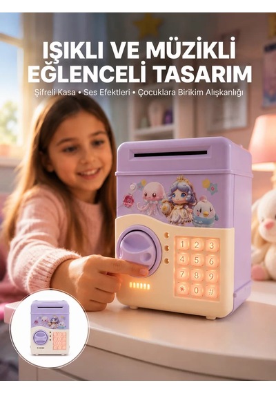 Mor Otomatik Para Girişli Elektronik Şifreli Kumbara 71974819