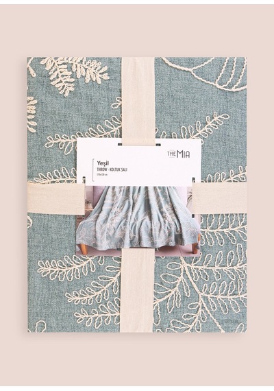 The Mia Throw Koltuk Şalı Püsküllü Yeşil 170x130 Yeşil