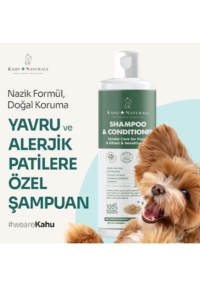 Tendercare Şampuan Ve Nemlendirici, Yavru Ve Hassas Cilde Sahip Kedi Ve Köpekler İçin, Hipoalerjenik, Bitkisel Ekstrakt, 250 Ml