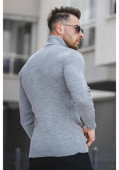 Oksit Seka 813 İnce Fitilli Slim Fit Erkek Boğazlı Kazak 001