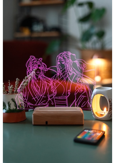 Lan Wangji And Wei Wuxian 16 Renk Kumandalı 3d Gece Lambası