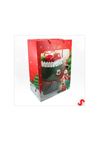 Pelüş Ayıcıklı Kokinalı Çantalı 35cm Yılbaşı Buketi - Yeşil