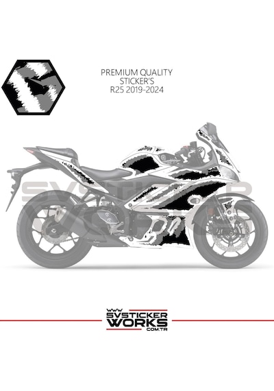 Yamaha R25 Kaplama Sticker Air Brush Motor Kaplama Modeli Hazır Kit 2019 / 2024 Uyumlu Gri