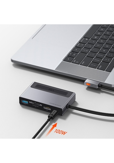 Baseus Magic Çok Fonksiyonlu Klipsli Type-C Hub 6In1 (Usb3.0+Sd+-Gri