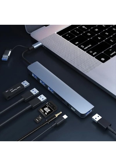 Jouis Usb Çoğaltıcı Dönüştürücü Adaptör Port Type C Usb 3.0 Hub For Mac Book Pro Air Otg Usb 3.0 Adapter Type-c Çevirici Usb Hub - Kaliteli Ve Hızlı 8 İn 1 Otg