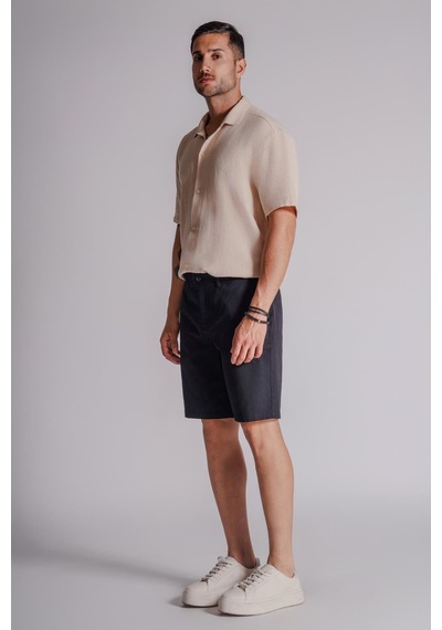 Braccas Erkek Yandan Cepli Klasik Bel Relaxed Fit Chino Şort Siyah Siyah