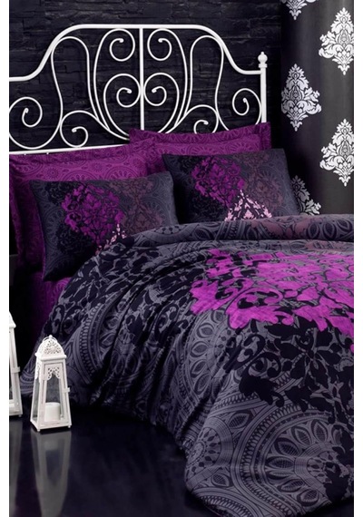176763 Çift Kişilik Kösem Sultan Saten Nevresim Takımı Mürdüm 176763,200 X 220 Mavi Çok Renkli