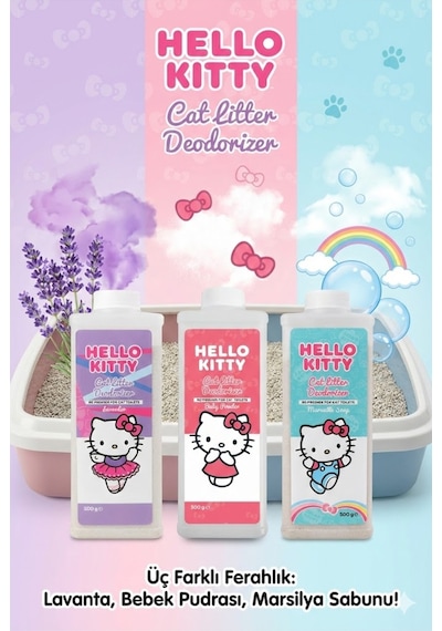 Hello Kitty Cat Litter, Kedi Kumu Deodorizer, Koku Giderici Sabun Kokulu 500gr
