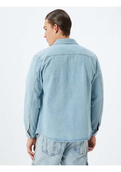 Koton Kot Gömlek Ceket Oversize Cep Detaylı Pamuklu Açık İndigo 5wam50002ıd Açık İndigo Koton Kot Gömlek Ceket Oversize Cep Detaylı Pamuklu Açık İndigo 5wam50002ıd Açık İndigo
