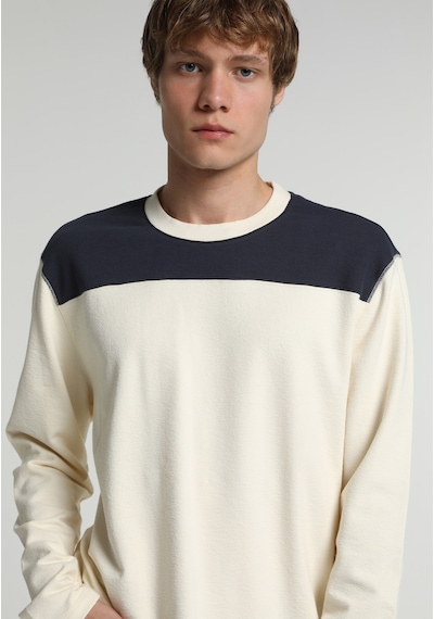 Colin's Colins Relaxed Fit Yuvarlak Yaka Jakarlı Erkek Ekru Uzun Kol Tişört Cl1081800 Q1.v1 Ecr