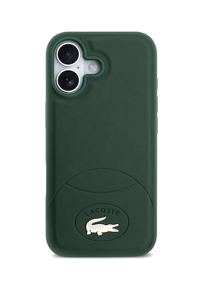 Apple Uyumlu iPhone 17  Kılıf Lacoste Lisanslı M-safeli Pu Deri Tasarımlı Metal Logolu Kapak Yeşil Yeşil