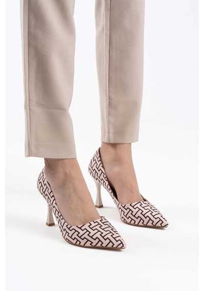 Trendella Kadın Bej Desenli Stiletto Tr08ms12b Siyah