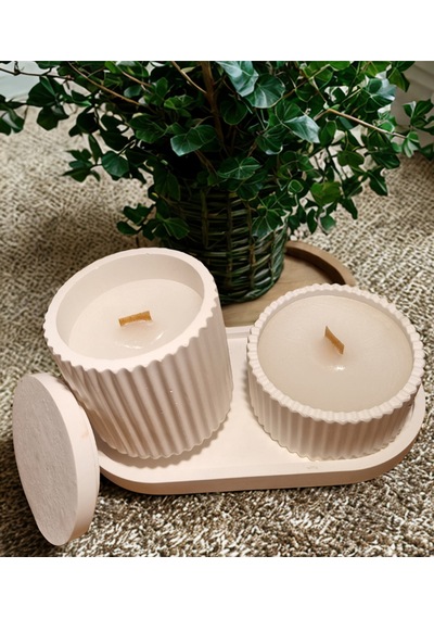 Bernami Vazo Pinterest Dekoratif Tabakta 2'li Set, Kokulu Ahşap Fitilli Kapaklı Ve Kapaksız Mum Diğer