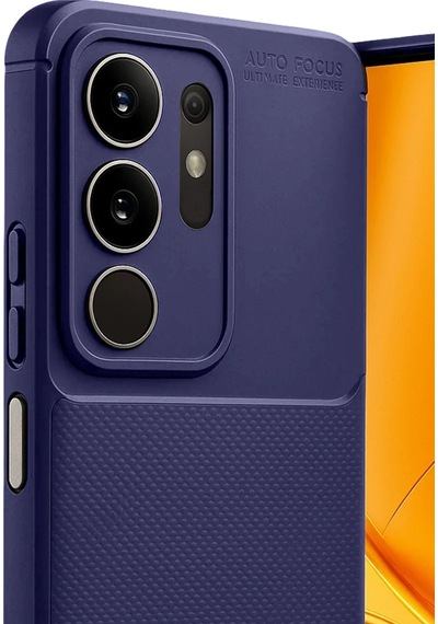 Vivo Y29 4g Uyumlu Kılıf Karbon Tasarım Kamera Korumalı Silikon Telefon Kılıfı Kapak Lacivert