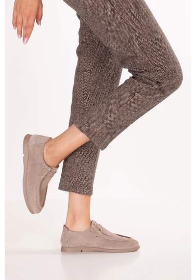 Gondol Kadın Hakiki Deri Moccasin Golf Model Kadın Ayakkabı Hl.33401 Vizon Süet