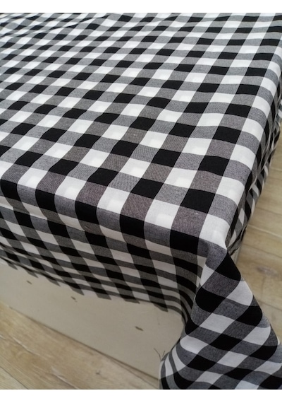 Hayat Home Siyah Kareli Zefir Kumaş Masa Örtüsü Sofra Örtüsü