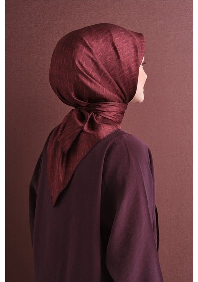 Armine Sura Saf İpek Eşarp 9625 33 Bordo Slogan Desen