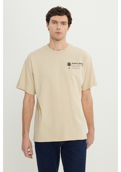 AC&Co / Altınyıldız Classics Erkek Bej %100 Pamuk Oversize Fit Rahat Kesim Bisiklet Yaka Baskılı Tişört Bej AC&Co / Altınyıldız Classics Erkek Bej %100 Pamuk Oversize Fit Rahat Kesim Bisiklet Yaka Baskılı Tişört Bej