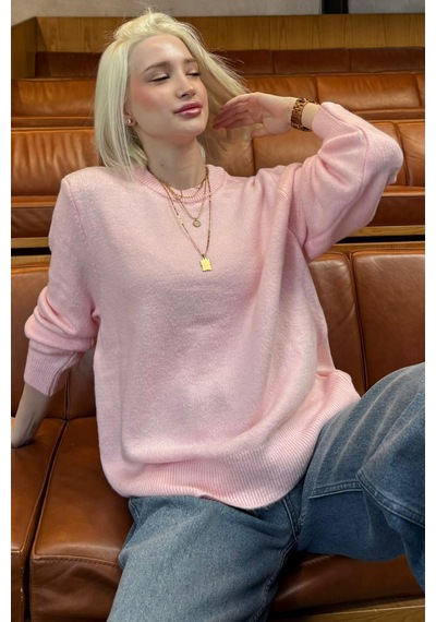 Madmext Pembe Bisiklet Yaka Kadın Triko Kazak Mg2494 Pembe