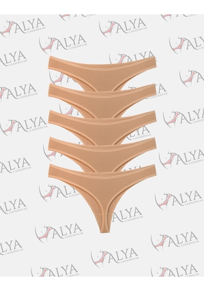 Alya Underwear Kadın Külot Pamuklu String - 5 Adet Siyah Tanga S, M, L, Xl Ten