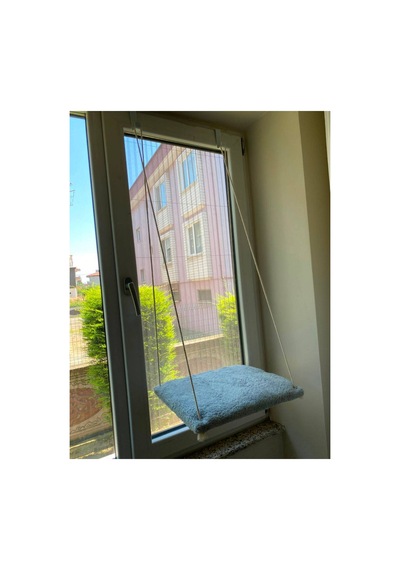 Askılı Kedi Pencere Yatağı - Peluş Kumaşlı Cam Önü Kedi Hamak Yatağı