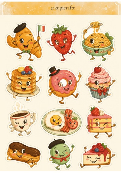 Sevimli Yemekler Sticker Seti-eğlenceli Kawaii Tasarım Etiketler 0