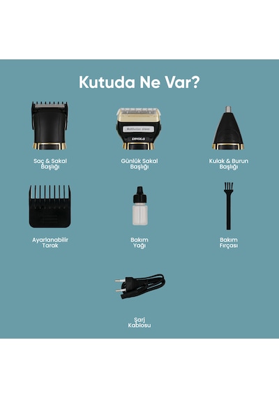 Dingilg Rd-6360 Altın Sarısı Şarjlı 3'ü 1 Arada Saç Sakal Burun Tıraş Makinesi