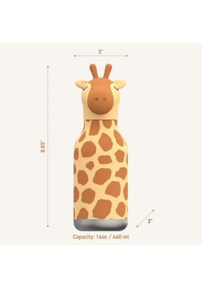 Asobu Bestie Bottle - Giraffe Yalıtımlı Paslanmaz Çelik Su Şişesi, Pipetli, 460ml Çok Renkli