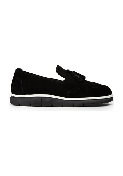 Deery Erkek Hakiki Süet Siyah Püsküllü Loafer - 02048msyhe01