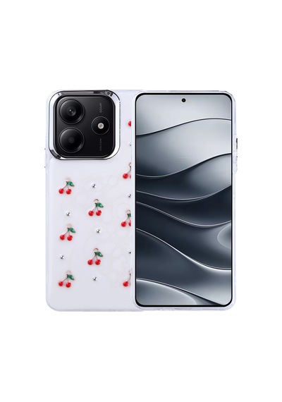 Kilifone - Redmi Note 14 4g Uyumlu Kılıf Airbag Tasarımlı Simli Şeffaf Kutup Kapak - Kiraz - T37077
