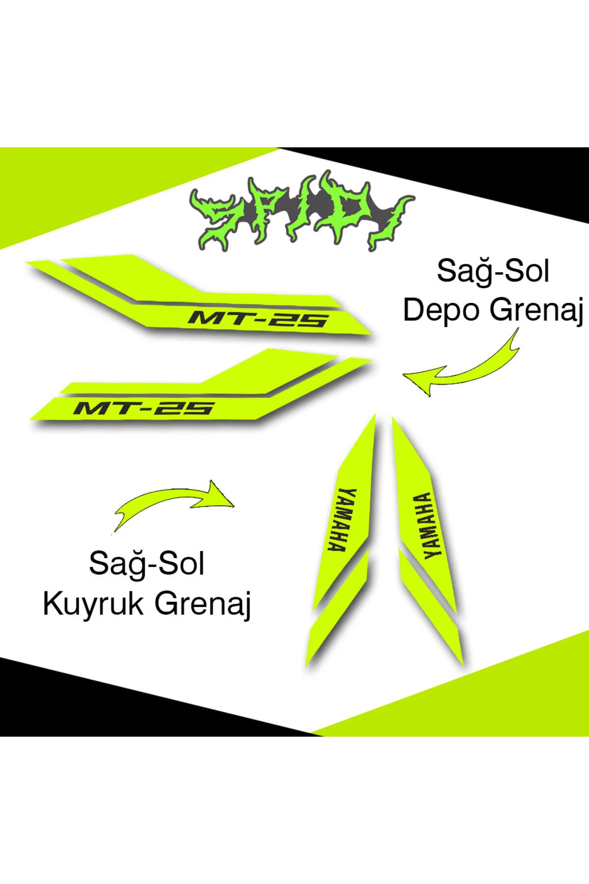 Mt-25 2019-2025 Neon Yeşil Full Sticker Set