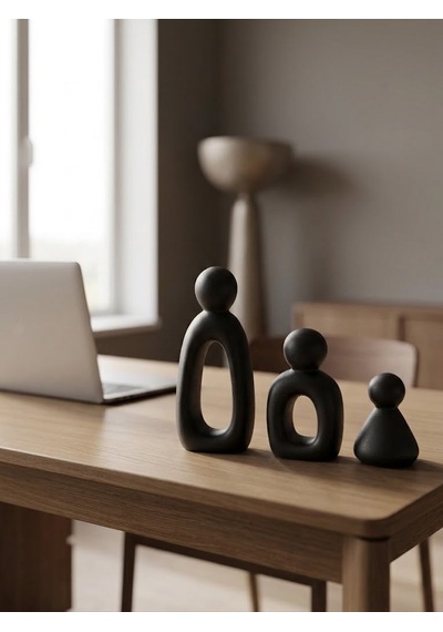 Kaveld Aura Family Minimalist Dekoratif Heykel 3'lü Set El Yapımı Modern Biblo Mermer Tozu & Çimento Kompozit Premium Salon Ve Ofis Dekoru Siyah Kaveld Aura Family Minimalist Dekoratif Heykel 3'lü Set El Yapımı Modern Biblo Mermer Tozu & Çimento Kompozit Premium Salon Ve Ofis Dekoru Siyah