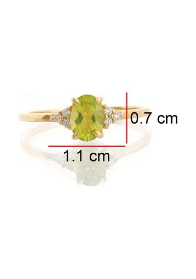 Peridot Oval Tektaş Pırlanta Yüzük Sarı