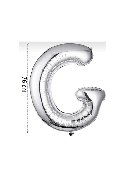 G Harfi Gri Gümüş Folyo Balon 34 76cm Helyum Uyumlu Uçan Balon Gri Gümüş Gri Gümüş