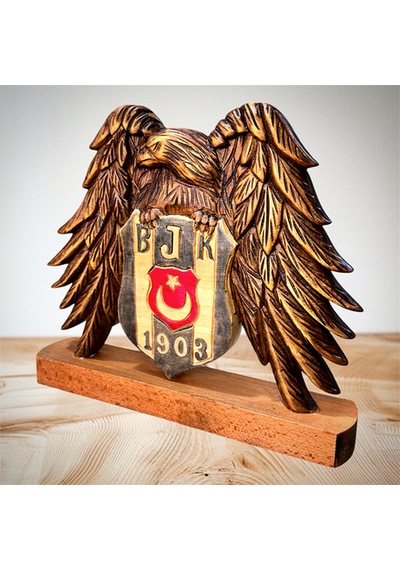 Ahşap Masa Üstü Beşiktaş Kartal Obje. 26x23