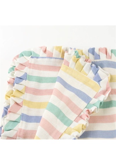 Meri Meri - Multi Stripe Ruffle Napkins - Çok Çizgili Fırfırlı Kumaş Peçeteler - 4'lü