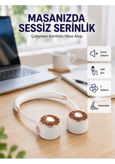 Katlanabilir Asılabilir Mini Fan Usb Şarjlı 3 Kademeli Sessiz 9M938ATDiğer