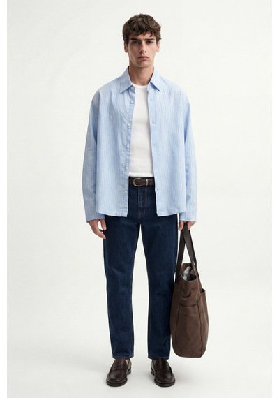 Antioch Relaxed Fit Çizgili Erkek Gömlek Bebe Mavi
