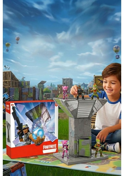 Fortnite Temalı Minyatür Figürlü Ve Tak-birleştir Kuleli Dekoratif Yapı Oyuncak Seti