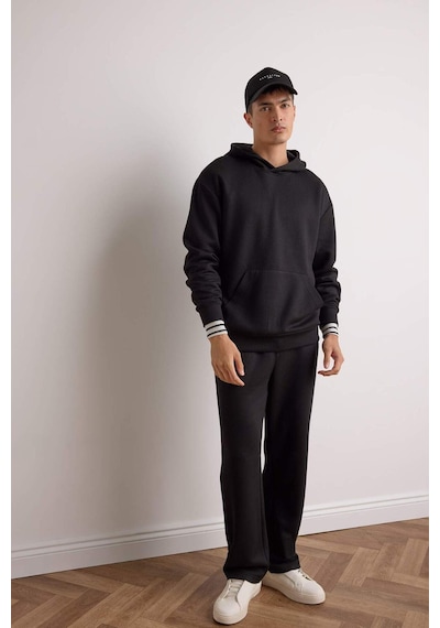 Defacto Boxy Fit Kapüşonlu Jakarlı Sweatshirt E9308ax25aubk81 Siyah