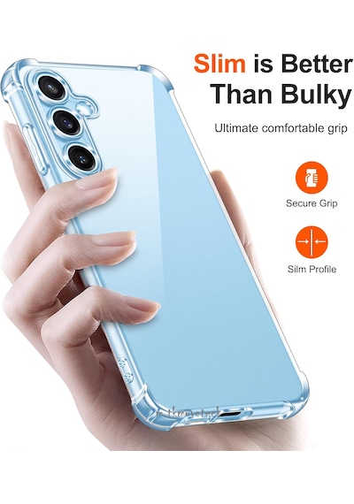 Samsung Galaxy S24 Fe Uyumlu Kılıf Antişok Şeffaf Silikon + 9h Cam Set